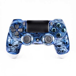 Manette personnalisée PS4 Old Skull Bleu