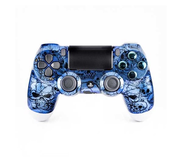 Manette personnalisée PS4 Old Skull Bleu